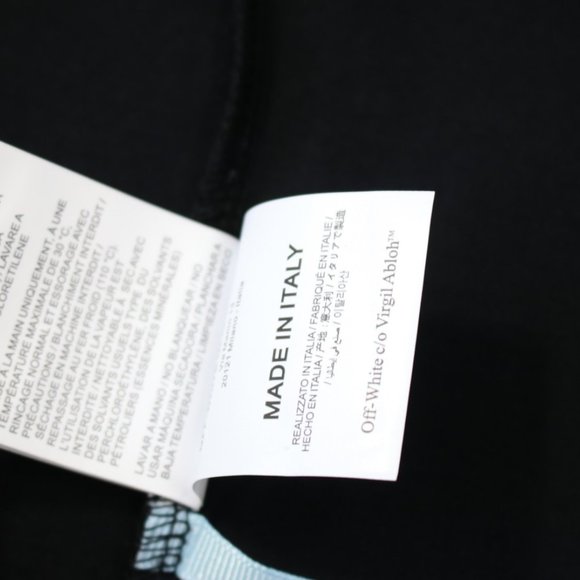 OFF WHIT Center Gold Small Warning Line Behind Large Warning Line Short Sleeve T - Picture 4 of 6